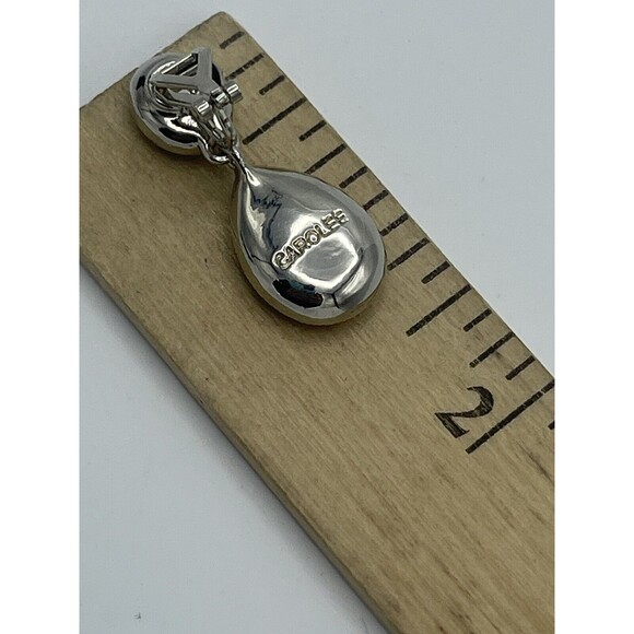 Carolee Silver Tone Crystal Teardrop Dangle Clip Earrings New - Picture 7 of 8